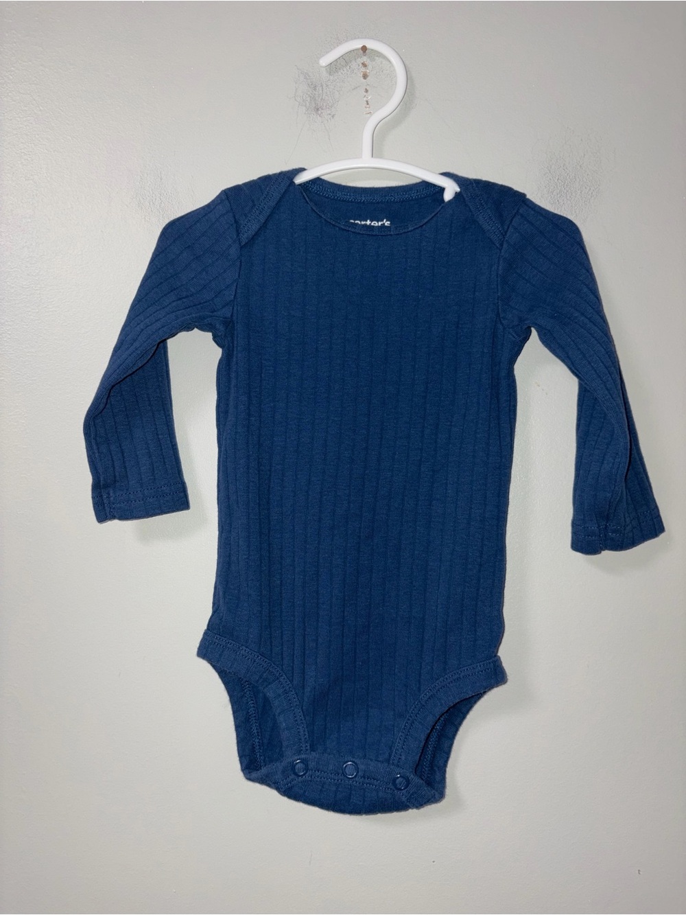 Carters Navy Ribbed Long Sleeved Body Suit Boys 3-6M‎